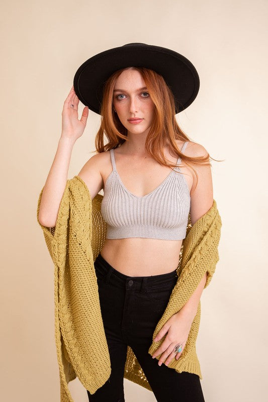 Women’s Ribbed Knit Brami Lounge Bralette Crop Top | Zarnesh