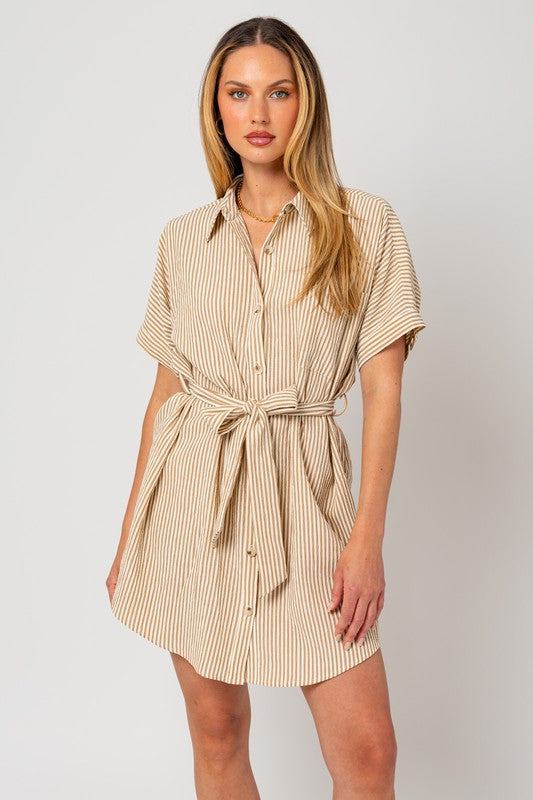 Women Half Sleeve Button Down Shirt Dress | Zarnesh