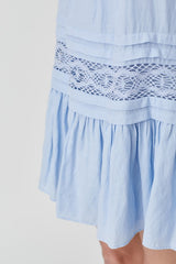 Women Pullover Halter Neck Trim Lace with Folded Detail Dress Zarnesh