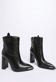 Women’s Hatter Pointed Toe Block Heel Faux Leather Boots | Zarnesh