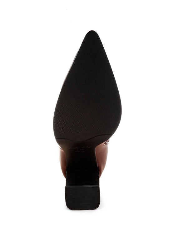 Women’s Hatter Pointed Toe Block Heel Faux Leather Boots | Zarnesh