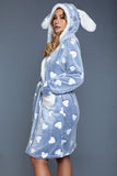 Women’s Heart Print Bunny Ear Hooded Robe | Zarnesh
