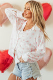 Women’s Heart Print Button-Down Collared Drop Shoulder Shirt | Zarnesh