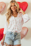 Women’s Heart Print Button-Down Collared Drop Shoulder Shirt | Zarnesh