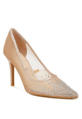 Women’s High Ball Mesh Rhinestone Stiletto Pumps | Zarnesh