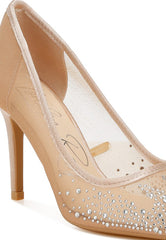 Women’s High Ball Mesh Rhinestone Stiletto Pumps | Zarnesh