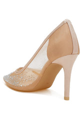 Women’s High Ball Mesh Rhinestone Stiletto Pumps | Zarnesh