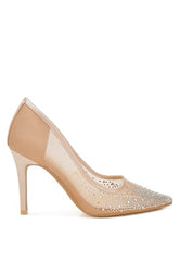 Women’s High Ball Mesh Rhinestone Stiletto Pumps | Zarnesh