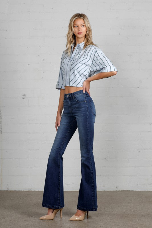 Women High Rise Wider Flare Jeans | Zarnesh