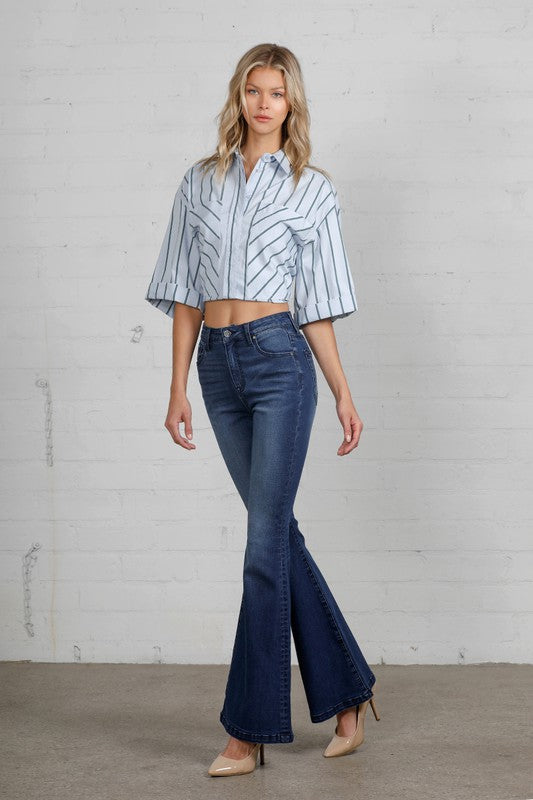Women High Rise Wider Flare Jeans | Zarnesh