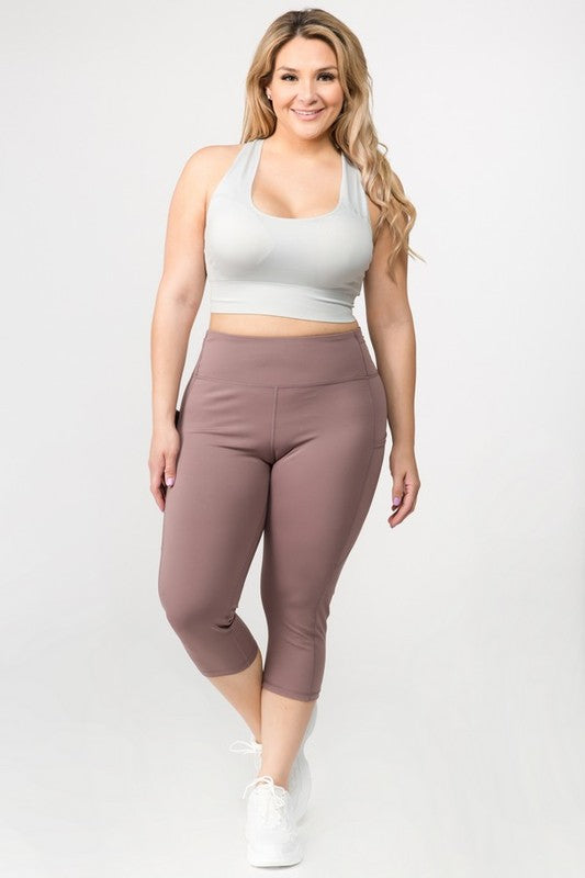 Women High Waist Tech Pocket Workout Capri Leggings | Zarnesh