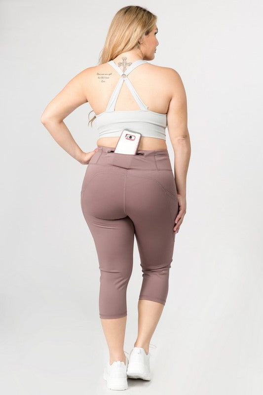 Women High Waist Tech Pocket Workout Capri Leggings | Zarnesh