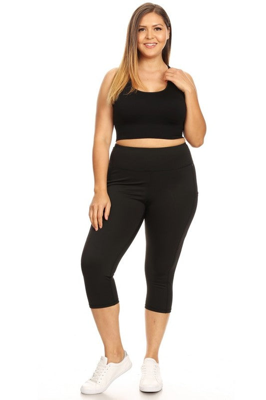 Women High Waist Tech Pocket Workout Capri Leggings | Zarnesh
