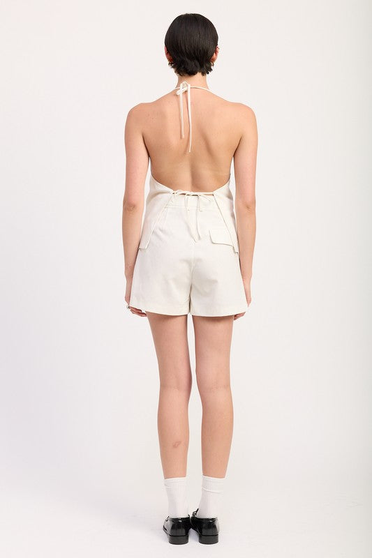 Women’s High Waisted Pleated Halter Vest Shorts Set | Zarnesh