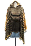 Women's Hooded Fringe Stripe Cloak Winter Poncho | Zarnesh