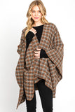 Women's Houndstooth Print Ruana Wrap Poncho Cardigan | Zarnesh
