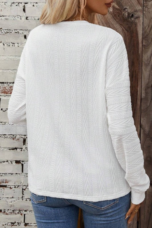 Women’s Jane Round Neck Drop Shoulder Textured Knit Top | Zarnesh