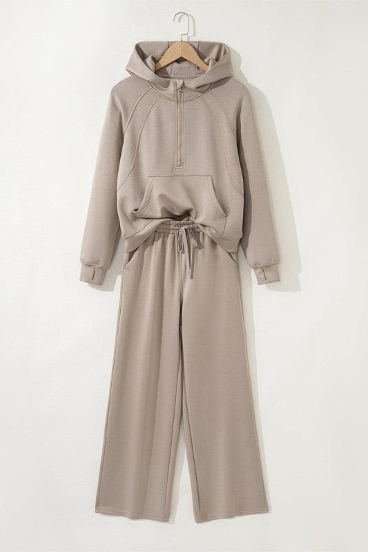 Women’s Solid Half-Zip Hoodie and Jogger Set Activewear | Zarnesh