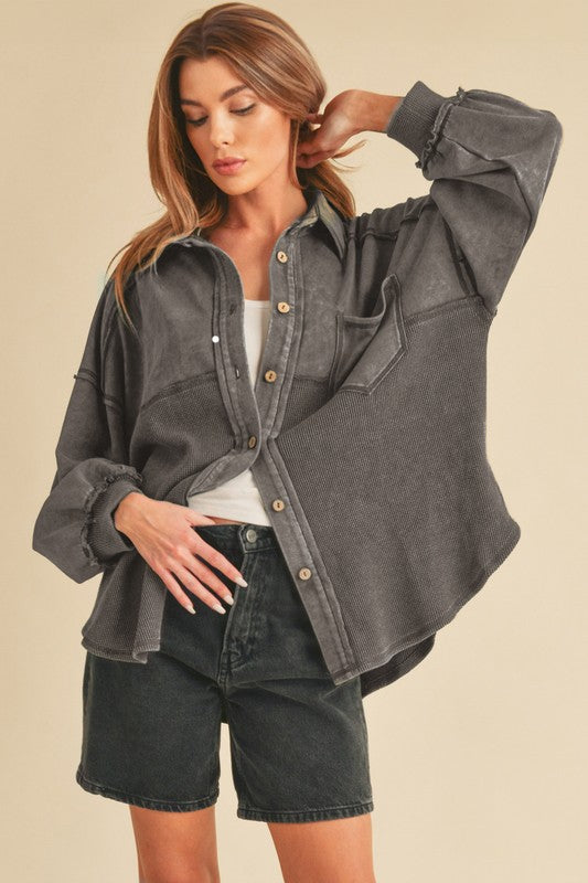 Women's Judie Oversized Collared Front Pockets Jacket | Zarnesh
