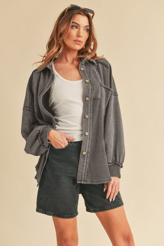 Women's Judie Oversized Collared Front Pockets Jacket | Zarnesh