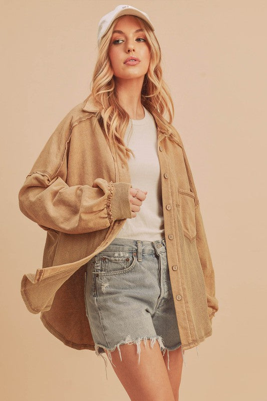Women's Judie Oversized Collared Front Pockets Jacket | Zarnesh