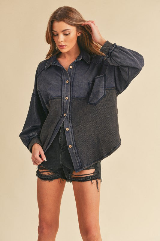 Women's Judie Oversized Collared Front Pockets Jacket | Zarnesh