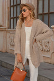 Women’s Khaki Solid Open Front Cardigan with Pocket | Zarnesh