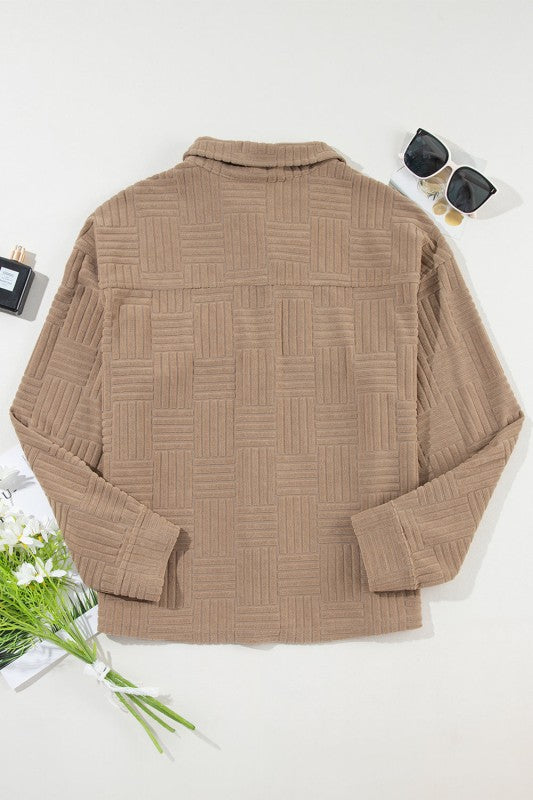 Women’s Textured Corduroy Button-Up Pocketed Shacket | Zarnesh