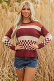 Women’s Knit Checker Colorblock Board Drop Shoulder Sweater | Zarnesh