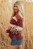 Women’s Knit Checker Colorblock Board Drop Shoulder Sweater | Zarnesh