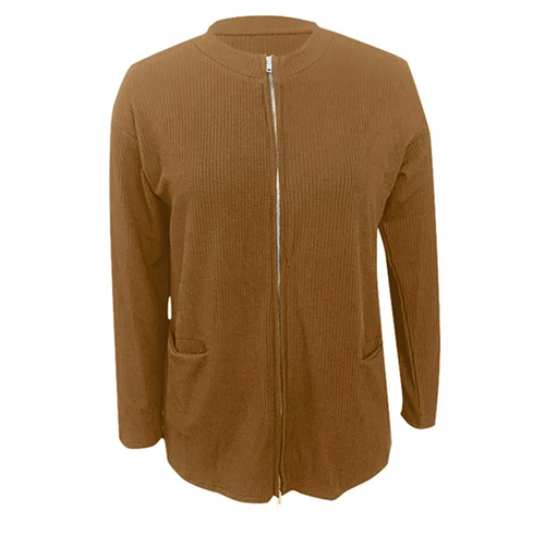 Women’s Knit Open Front Double Zipper Cardigan with Pockets | Zarnesh