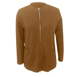 Women’s Knit Open Front Double Zipper Cardigan with Pockets | Zarnesh