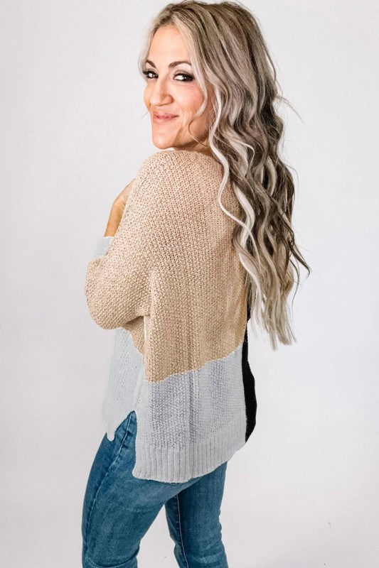 Women’s ColorBlock Knit Pullover V-Neck Sweater | Zarnesh