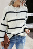 Women’s Knit Strip Long Sleeves Pullover Sweater | Zarnesh