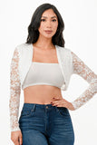 Women’s Lace Cropped Long Sleeve Shrug Cardigan | Zarnesh