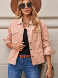 Women’s Lapel Neck Front Pockets Corduroy Jacket | Zarnesh