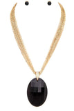 Women’s Large Oval Pendant Multi Chain Necklace Set | Zarnesh