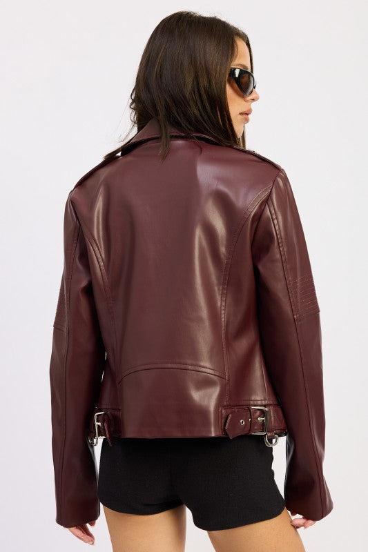 Women’s Leather Biker Zipper Moto Jacket | Zarnesh