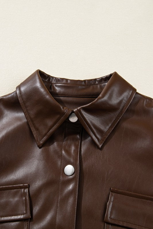 Women’s Leather Drawstring Faux Hem Pocketed Jacket | Zarnesh