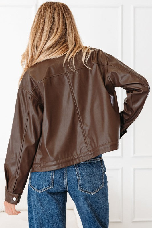 Women’s Leather Drawstring Faux Hem Pocketed Jacket | Zarnesh
