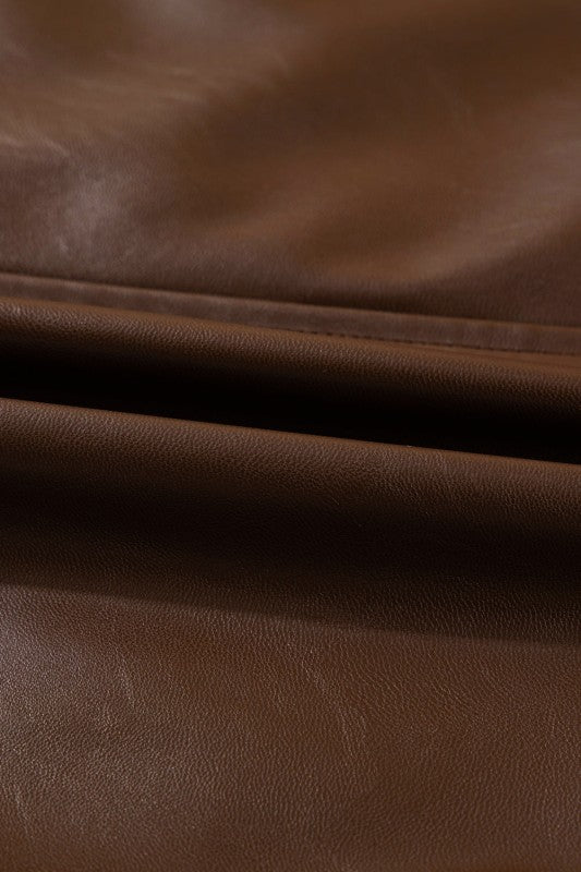 Women’s Leather Drawstring Faux Hem Pocketed Jacket | Zarnesh