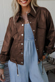 Women’s Leather Drawstring Faux Hem Pocketed Jacket | Zarnesh