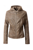 Women's Leather Faux Jacket Zip-Up Biker Hoodie Jacket | Zarnesh