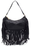 Women's Leather Fringe Shoulder Bag Hobo Handbag | Zarnesh