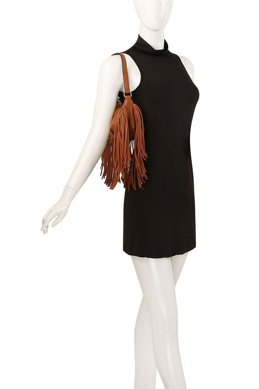 Women's Leather Fringe Shoulder Bag Hobo Handbag | Zarnesh