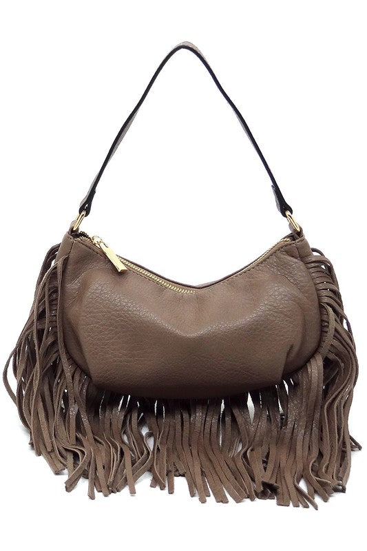 Women's Leather Fringe Shoulder Bag Hobo Handbag | Zarnesh