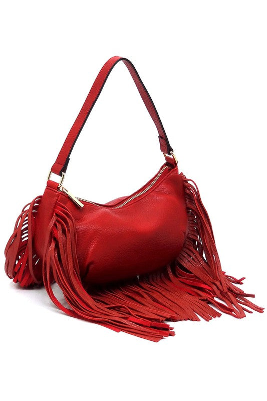 Women's Leather Fringe Shoulder Bag Hobo Handbag | Zarnesh