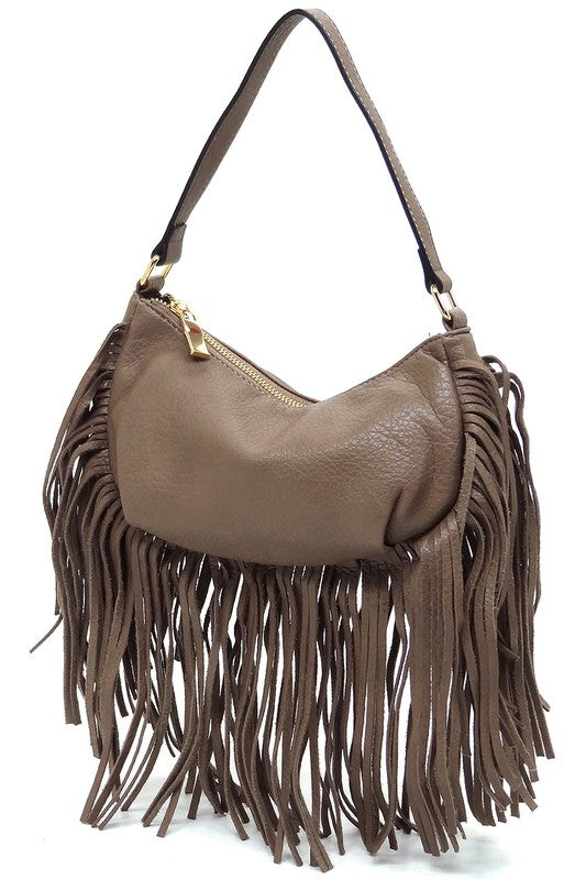 Women's Leather Fringe Shoulder Bag Hobo Handbag | Zarnesh
