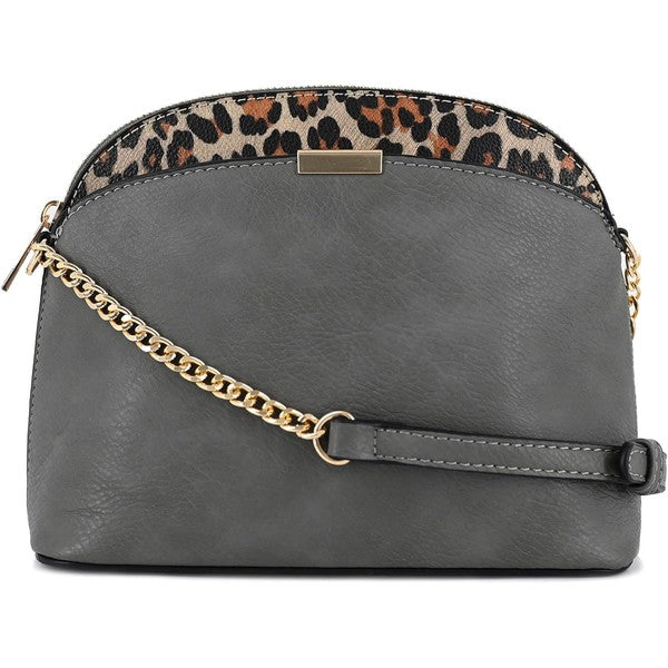 Women's Leopard Accent Small Dome Crossbody Bag | Zarnesh