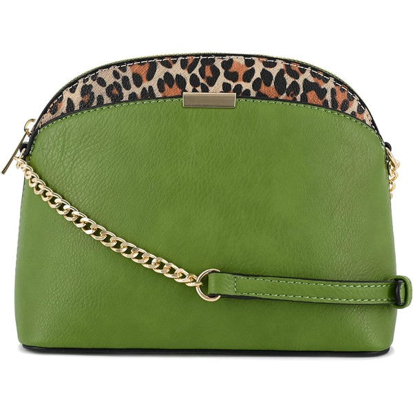 Women's Leopard Accent Small Dome Crossbody Bag | Zarnesh